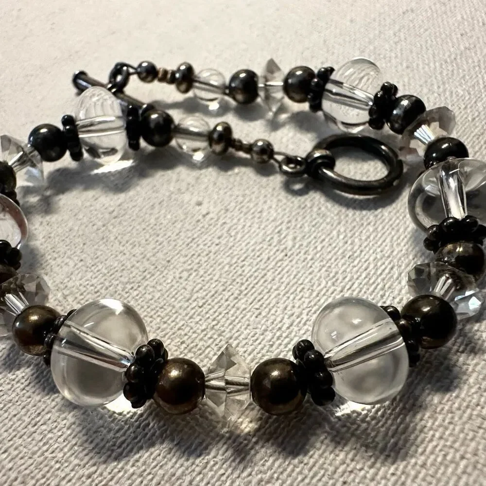 Sterling silver clear Crystal beaded bracelet